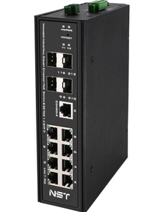Коммутатор промышленный NST NS-SW-8G4G-PL/IM HiPoE коммутатор Gigabit Ethernet на 8GE PoE + 4 GE SFP порта с функцией мониторинга температуры/влажност
