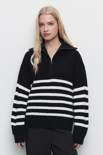 джемпер женский Свитер oversize вязаный с воротником на молнии Befree