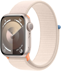 Apple Watch Series 9 + Cellular (корпус - сияющая звезда, 45mm ремешок Sport Loop спортивный ремешок сияющая звезда)