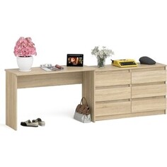 Комплект СВК Мори Стол письменный МСП1200.1 + Комод МК1200.6, цвет дуб сонома