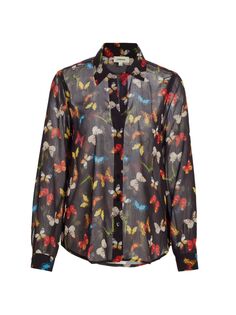 Рубашка Laurent с принтом бабочки L&apos;AGENCE, черный L'agence