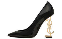 Туфли женские Saint Laurent Opyum на высоком каблуке, чёрный / золотой