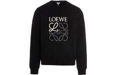 Толстовка Мужская спортивная Loewe FW21 Anagram с круглым вырезом и вышивкой, черная