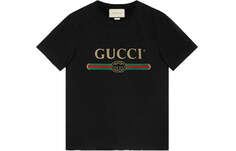 Футболка Gucci с принтом и логотипом, черный