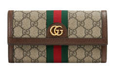 Кошелек Gucci Ophidia Continental GG Web, бежевый/коричневый