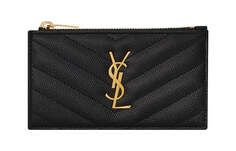 Бумажник женский Saint Laurent Monogram Fragments Grain De Poudre, чёрный