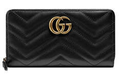 Кошелек Gucci GG Marmont Matelasse на молнии с круглым вырезом, черный