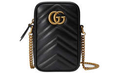 Мини-сумка Gucci GG Marmont, черный/золотой