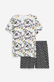 Пижамный комплект H&amp;M Disney100 Regular Fit T-shirt and Shorts, 2 предмета, белый/мультиколор H&M