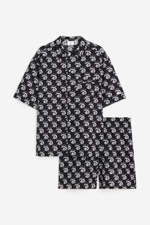 Пижамный комплект H&amp;M Disney100 Relaxed Fit Shirt and Shorts, 2 предмета, черный H&M