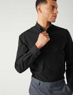 Рубашка Slim Fit Ultimate из эластичной ткани Marks &amp; Spencer, черный