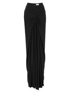 Длинная юбка из блестящего трикотажа Saint Laurent, черный