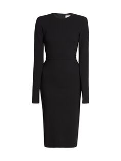 Платье Midi-Body-Con из смесовой шерсти Victoria Beckham, черный