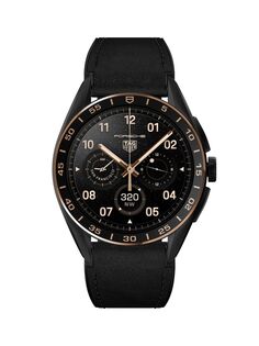 Смарт-часы Connected Calibre E4 Bright Black Edition из титана, кожи и резины/45 мм TAG Heuer, черный