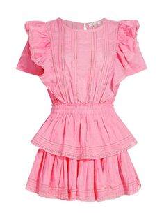 Мини-платье Natasha с оборками LoveShackFancy, розовый