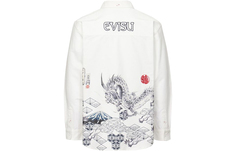 Evisu Мужская рубашка с длинным рукавом с принтом, белая