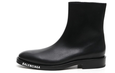 Кожаные ботильоны Balenciaga, черно-белый логотип