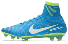 Высокие футбольные бутсы Nike Mercurial Superfly NJR FG синий/зеленый