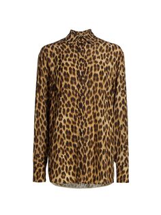 Рубашка оверсайз с леопардовым принтом Sportmax, коричневый