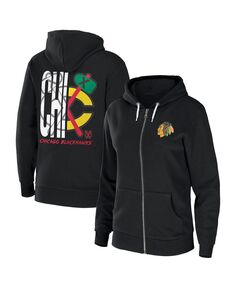 Женская черная толстовка из флиса с молнией во всю длину Chicago Blackhawks WEAR by Erin Andrews, черный