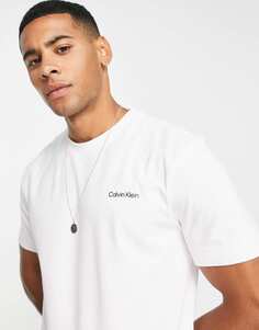 Белая футболка из смесового хлопка с логотипом Calvin Klein — БЕЛАЯ