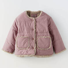 Куртка Zara Faux Shearling, розовый/бежевый