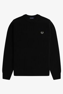 Текстурированный джемпер из овечьей шерсти с круглым вырезом Fred Perry, черный