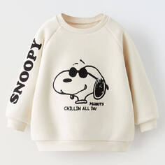 Свитшот Zara Snoopy Peanuts Fleece, кремовый/черный