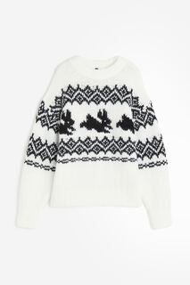 Свитер H&amp;M Oversized Jacquard-knit, белый H&M