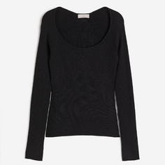 Топ H&amp;M Rib-knit, черный H&M