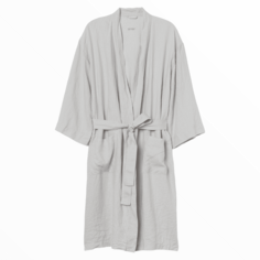 Халат H&amp;M Home Washed Linen, светло-серый