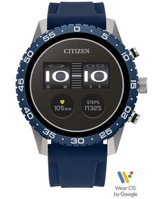 Унисекс Смарт-часы CZ Smart Wear OS с синим силиконовым ремешком, 45 мм Citizen