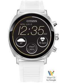 Смарт-часы унисекс CZ Smart Wear OS с белым силиконовым ремешком, 41 мм Citizen