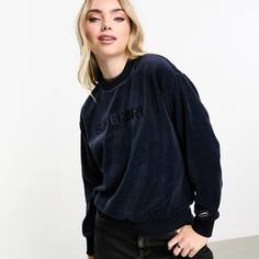 Свитшот Superdry Velour Graphic Boxy Crew, темно-синий