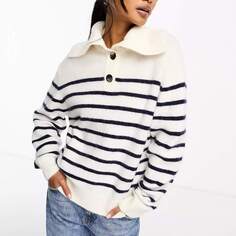 Джемпер &amp; Other Stories Alpaca And Wool Blend With Buttoned Collar In Stripe, белый