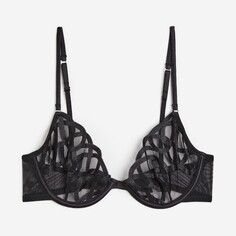 Бюстгальтер H&amp;M Non-padded Underwire Mesh, черный H&M