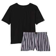 Пижамный комплект Victoria&apos;s Secret Cotton Short Tee-jama, 2 предмета, черный/белый