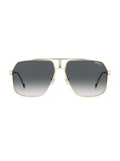 Металлические солнцезащитные очки 62MM с геометрическим рисунком Carrera, золотой