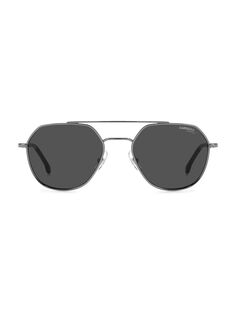 Солнцезащитные очки с геометрическим рисунком из нержавеющей стали 53 мм Carrera, серый