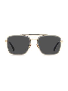 Металлические солнцезащитные очки-авиаторы 60 мм David Beckham, золотой