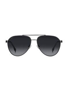 Солнцезащитные очки-авиаторы из нержавеющей стали 60 мм BOSS, серый