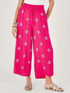 Широкие брюки с вышивкой Monsoon, розовый