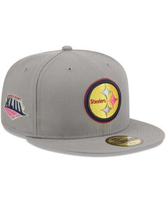Мужская серая приталенная шляпа Pittsburgh Steelers Color Pack 59FIFTY New Era