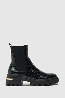 Черные лакированные ботинки из крокодиловой кожи Angela Chelsea Boots and Boots Schuh, черный