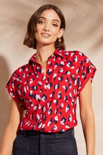 Рубашка с закатанными рукавами застегнутыми на пуговицы и карманом Love &amp; Roses, красный
