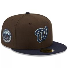 Мужская облегающая шляпа New Era коричневая/темно-синяя Washington Nationals орех 9FIFTY