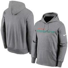 Мужской темно-серый пуловер с капюшоном Miami Dolphins Fan Gear Wordmark Performance Nike