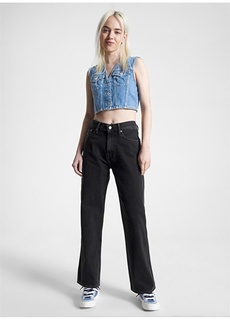 Обычные темно-синие женские джинсовые брюки с нормальной талией и широкими штанинами Tommy Jeans