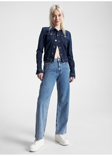Обычные темно-синие женские джинсовые брюки с нормальной талией и широкими штанинами Tommy Jeans