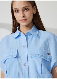 Простая синяя женская рубашка с рубашечным воротником U.S. Polo Assn.